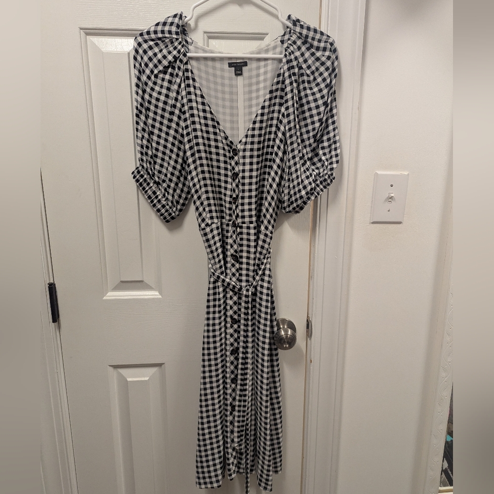 Ann Taylor Black and White Checkered Dress